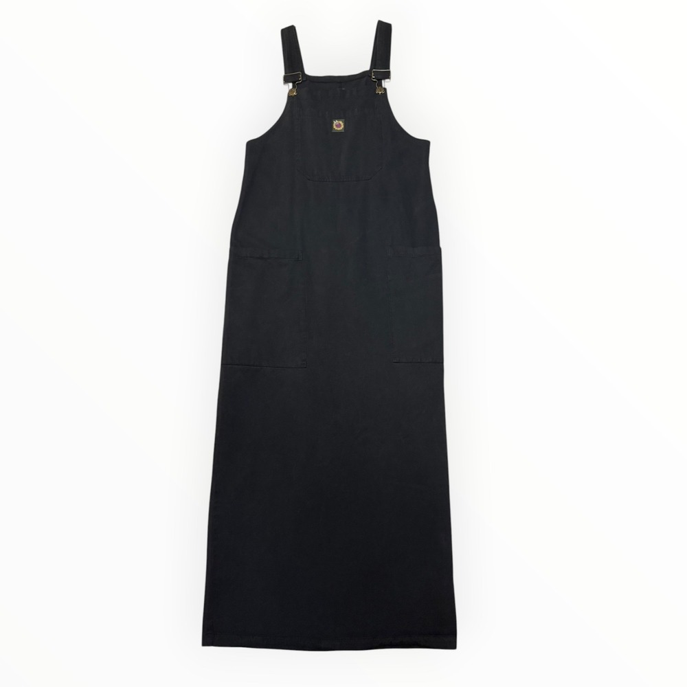 Vintage Garden Gear Black Cotton Overall Dress Sunflower 90s Teacher Maxi Medium